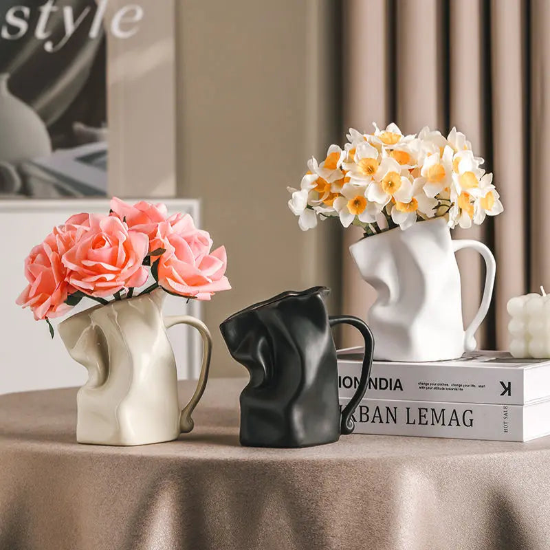 Crumble Ceramic Pitcher Vase