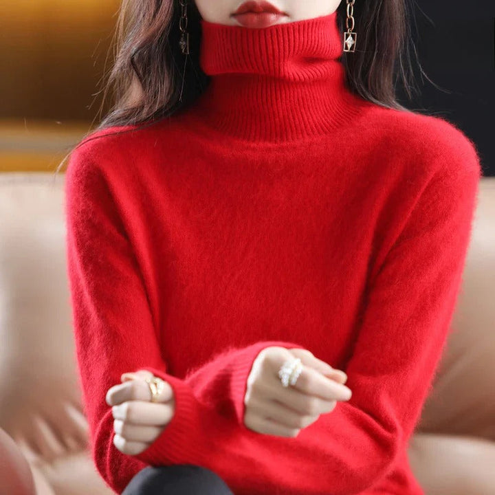 Women's Fine Wool Knit Roll Neck Jumper