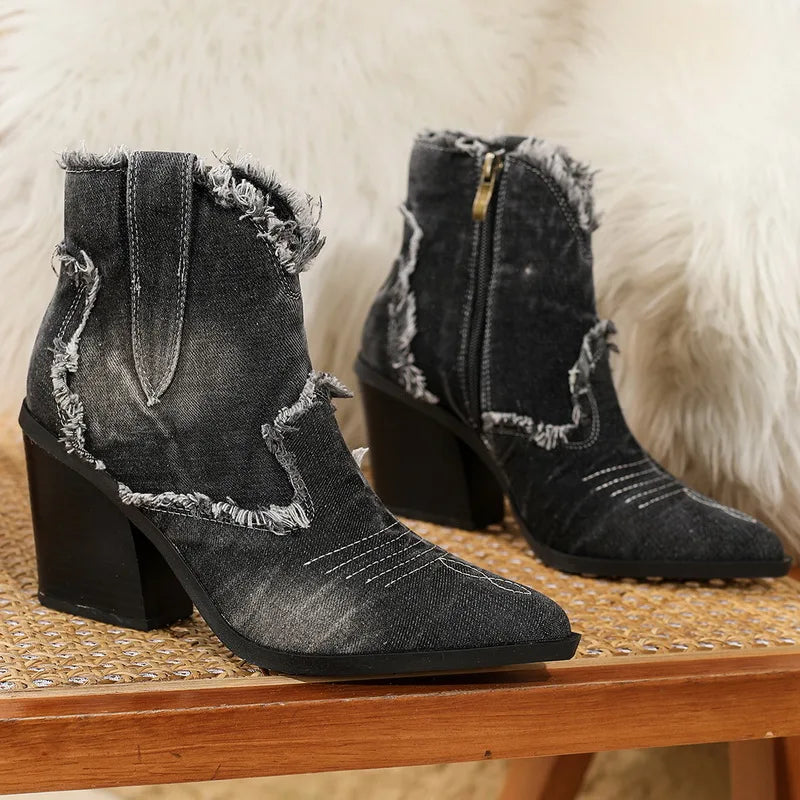 Riley Denim Ankle Boots