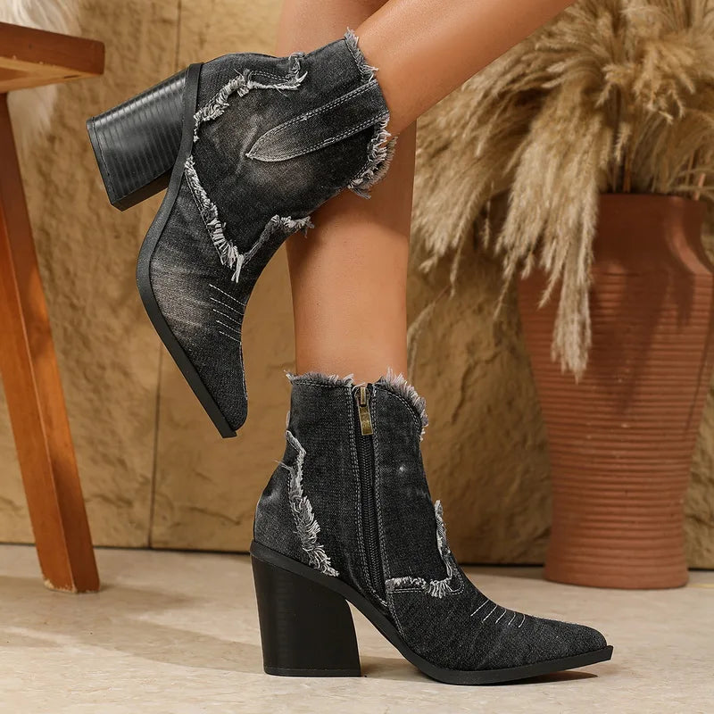 Riley Denim Ankle Boots