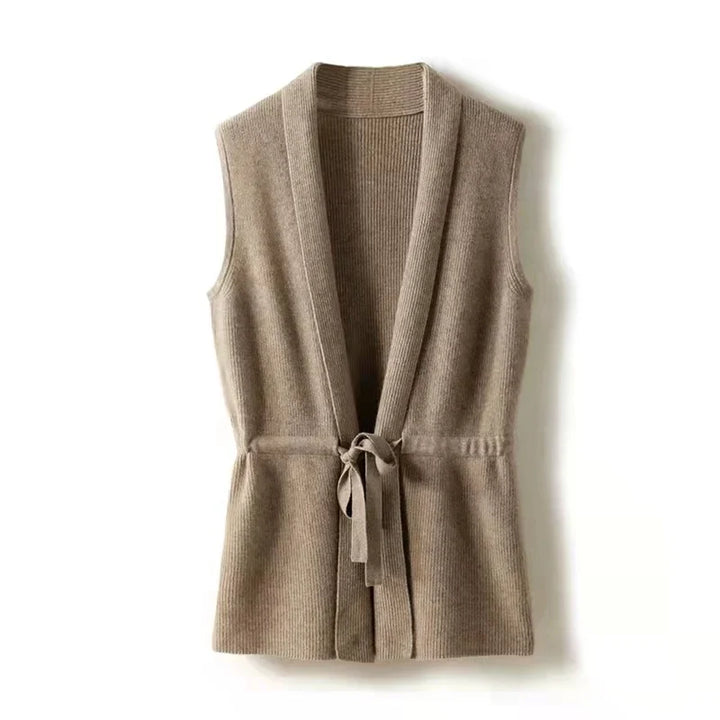 Women's Belted Ribbed Knit Vest