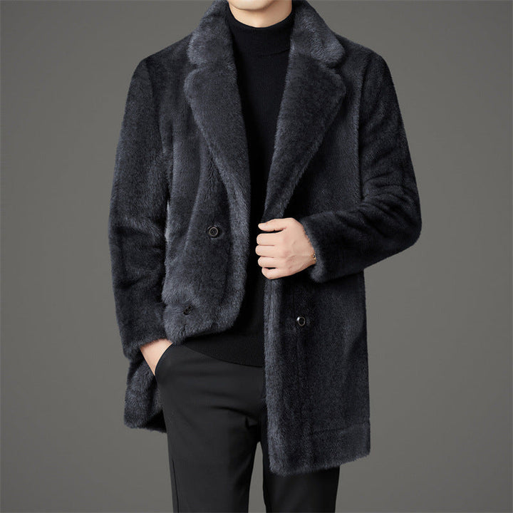 Men’s Double Breasted Fur Winter Coat