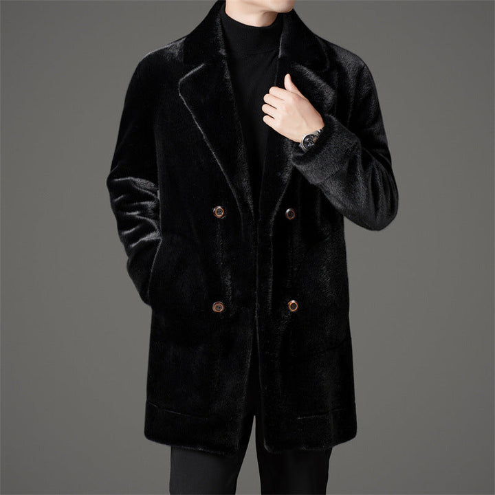 Men’s Double Breasted Fur Winter Coat