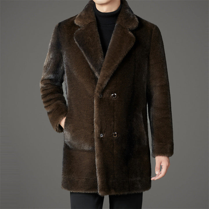 Men’s Double Breasted Fur Winter Coat