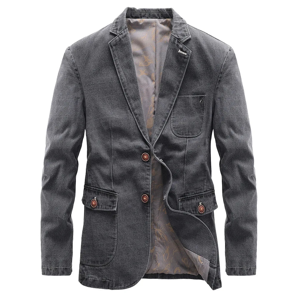 Men’s Casual Tailored Denim Blazer