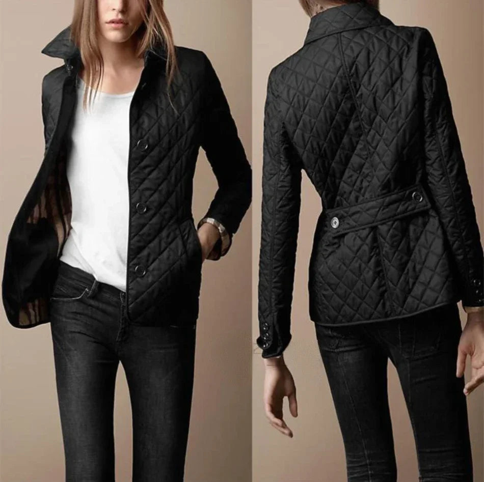 Women’s Diamond-Quilted Button-Through Jacket