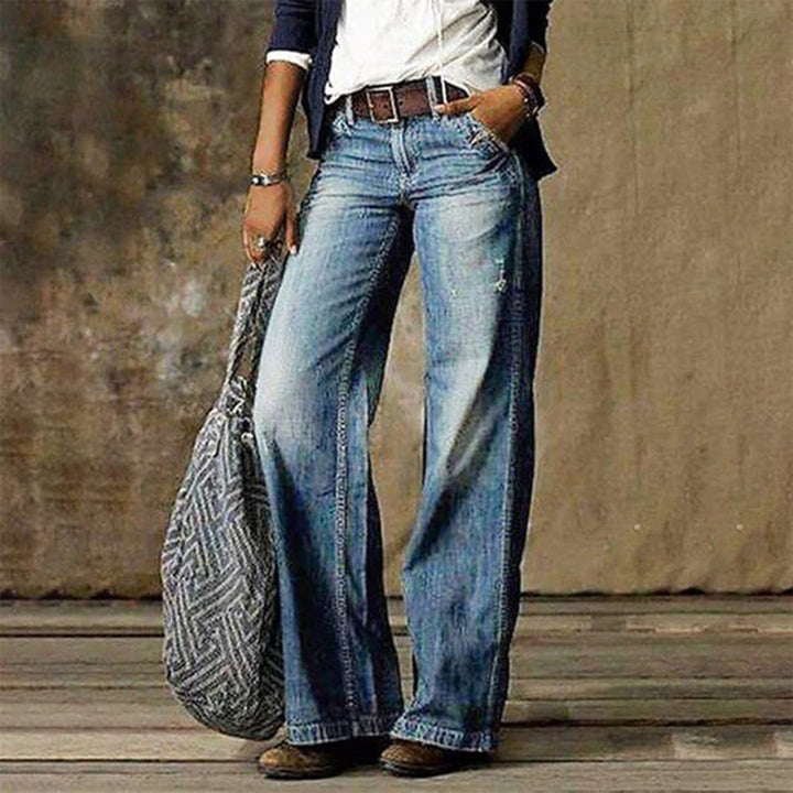 Women’s Vintage Wash Wide Leg Denim Trousers