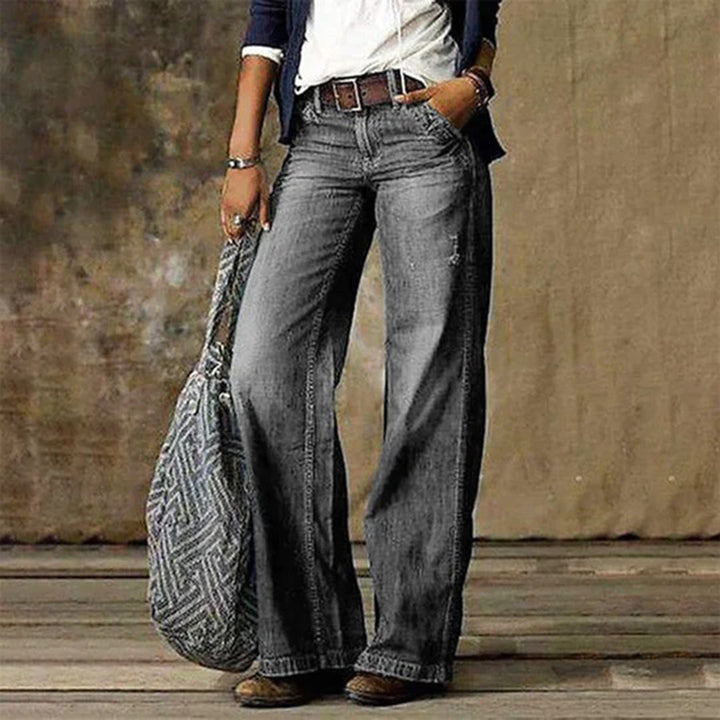 Women’s Vintage Wash Wide Leg Denim Trousers