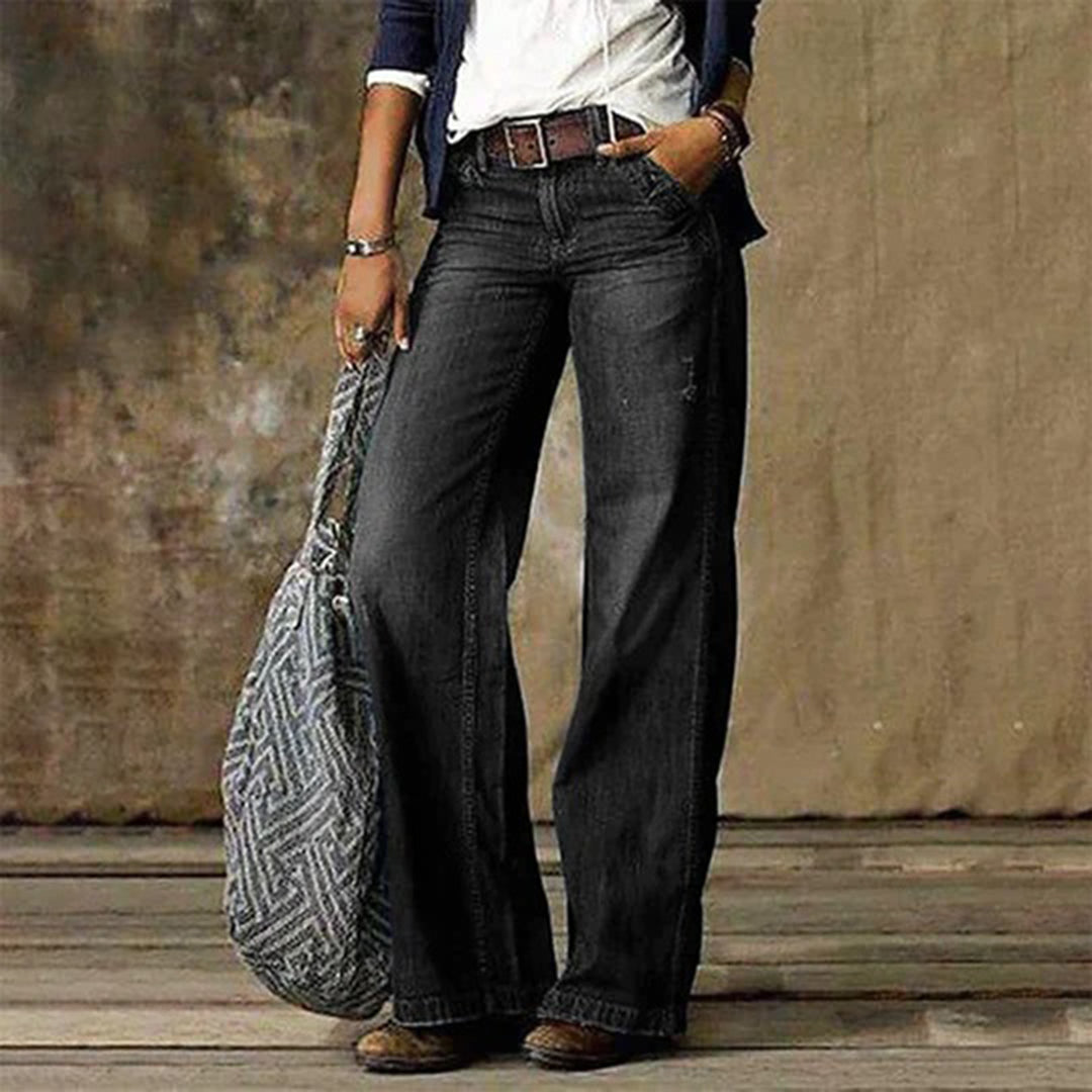 Women’s Vintage Wash Wide Leg Denim Trousers