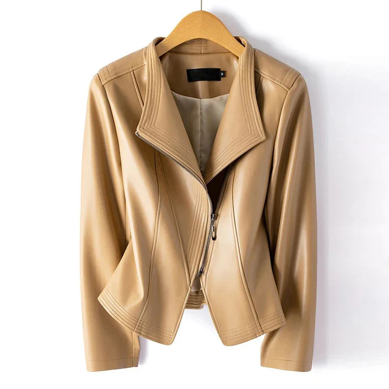Women’s Asymmetric Faux Leather Moto Jacket
