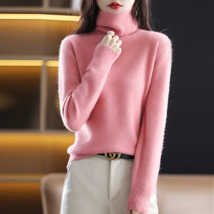 Women's Fine Wool Knit Roll Neck Jumper