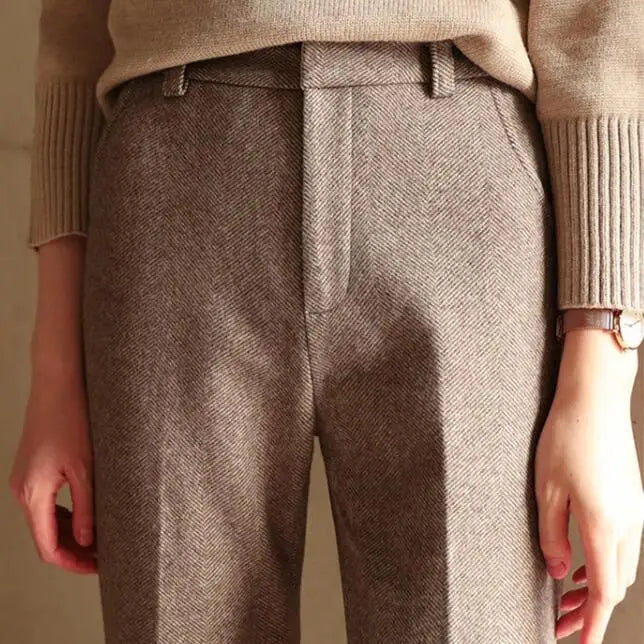 Women’s Herringbone Wool Tailored Pants