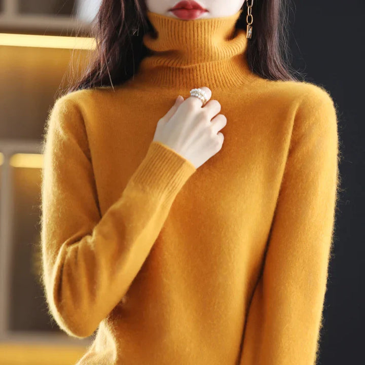 Women's Fine Wool Knit Roll Neck Jumper
