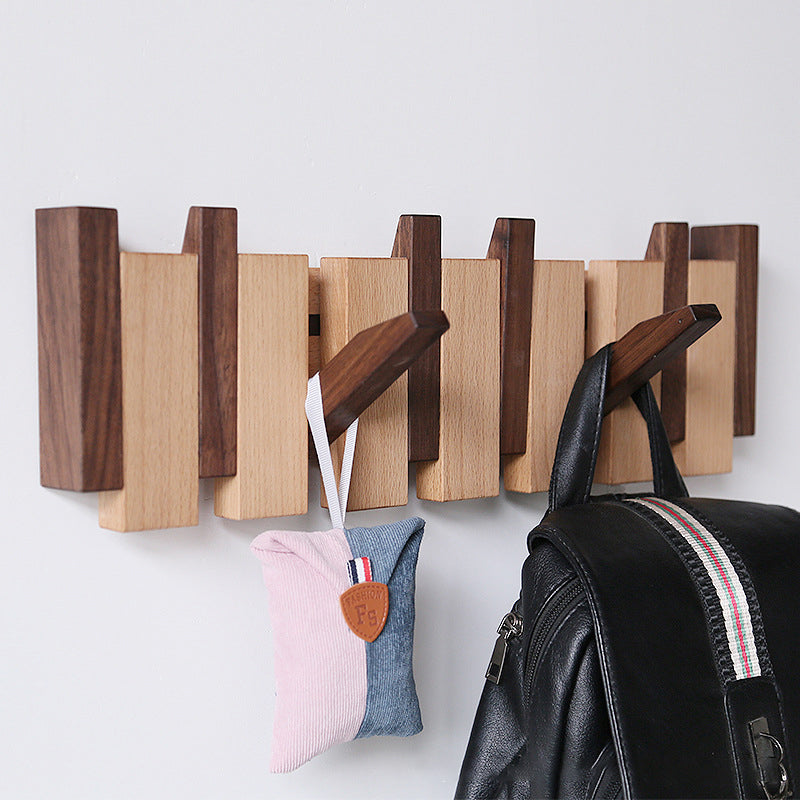 Natural Wood Piano Hook Wall Rack