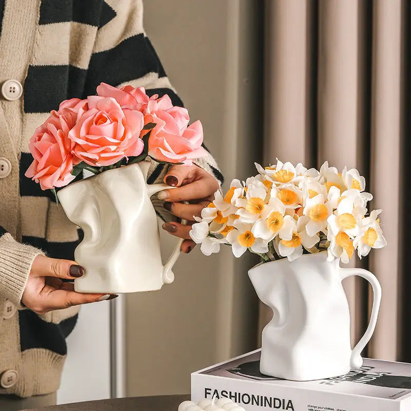 Crumble Ceramic Pitcher Vase