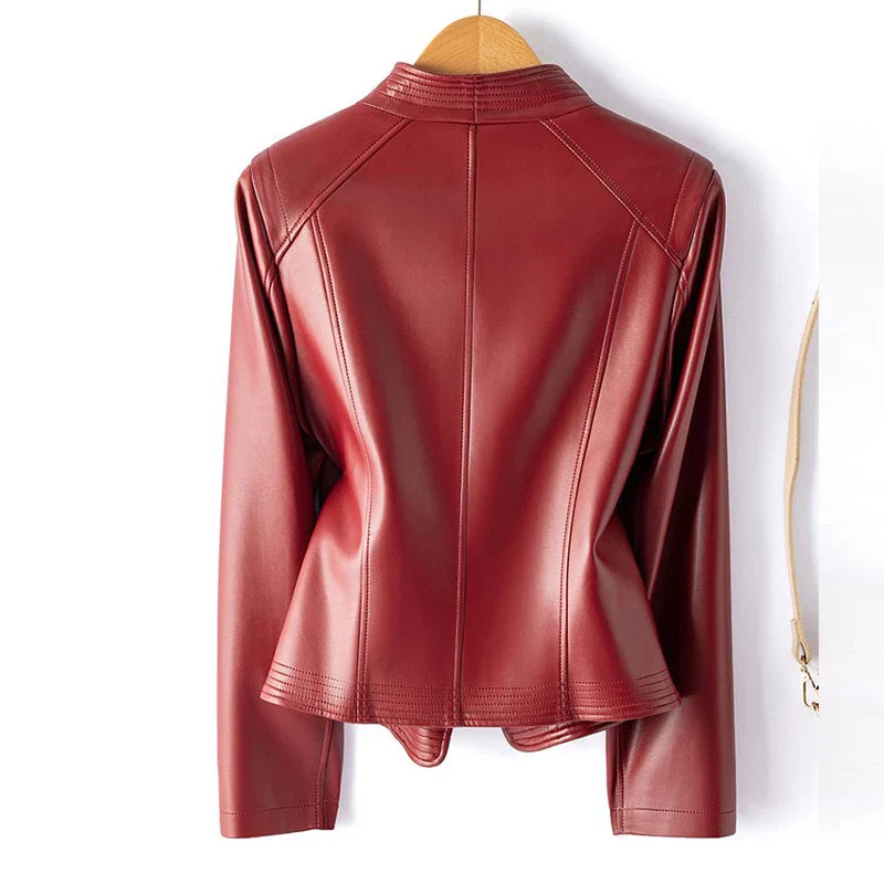 Women’s Asymmetric Faux Leather Moto Jacket