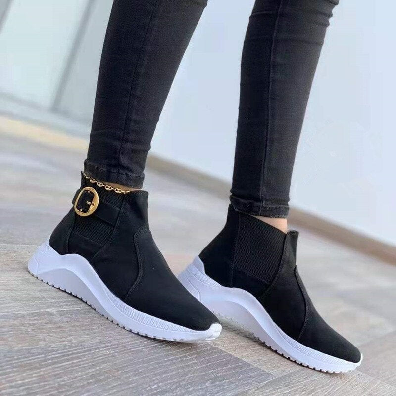Sleek Platform Ankle Boots for Women – Trendy &amp; Versatile Style 1