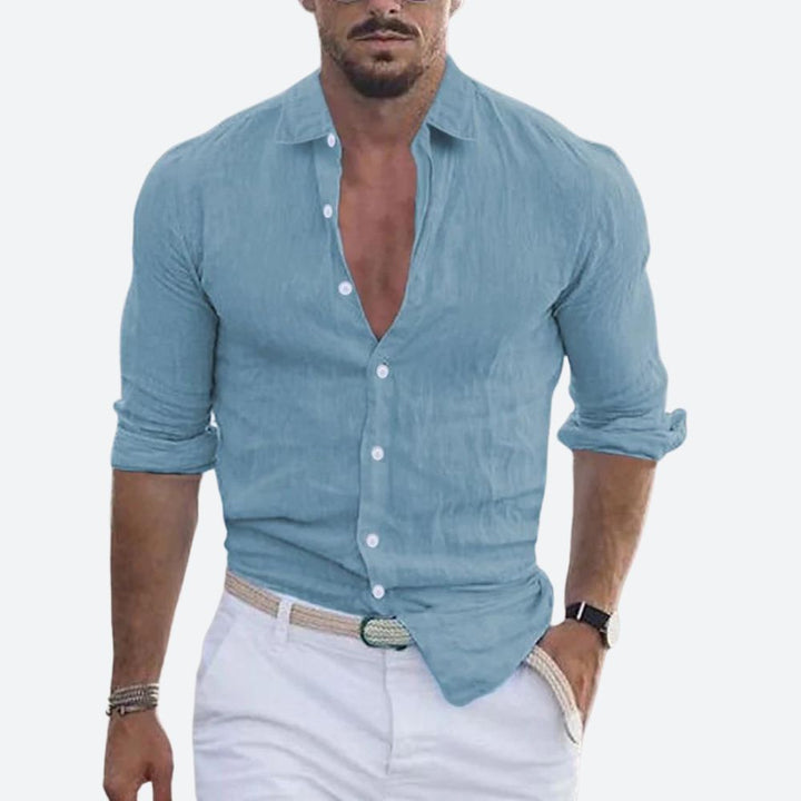 Slim Fit Linen Long Sleeve Shirt for Summer | Leo