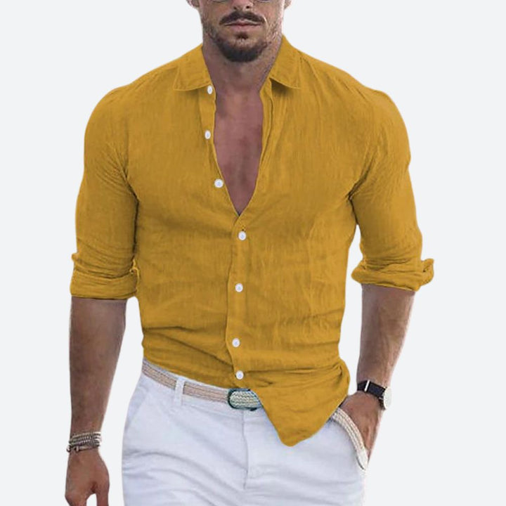 Slim Fit Linen Long Sleeve Shirt for Summer | Leo
