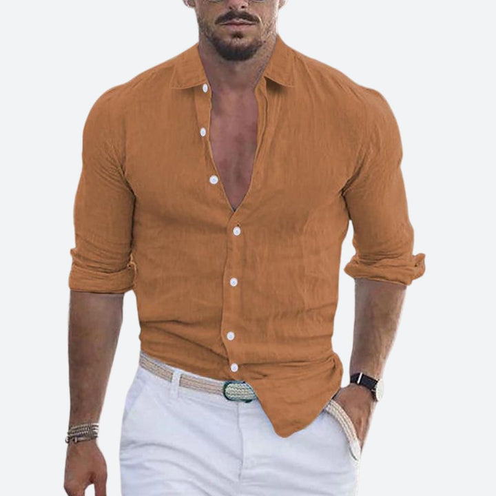 Slim Fit Linen Long Sleeve Shirt for Summer | Leo