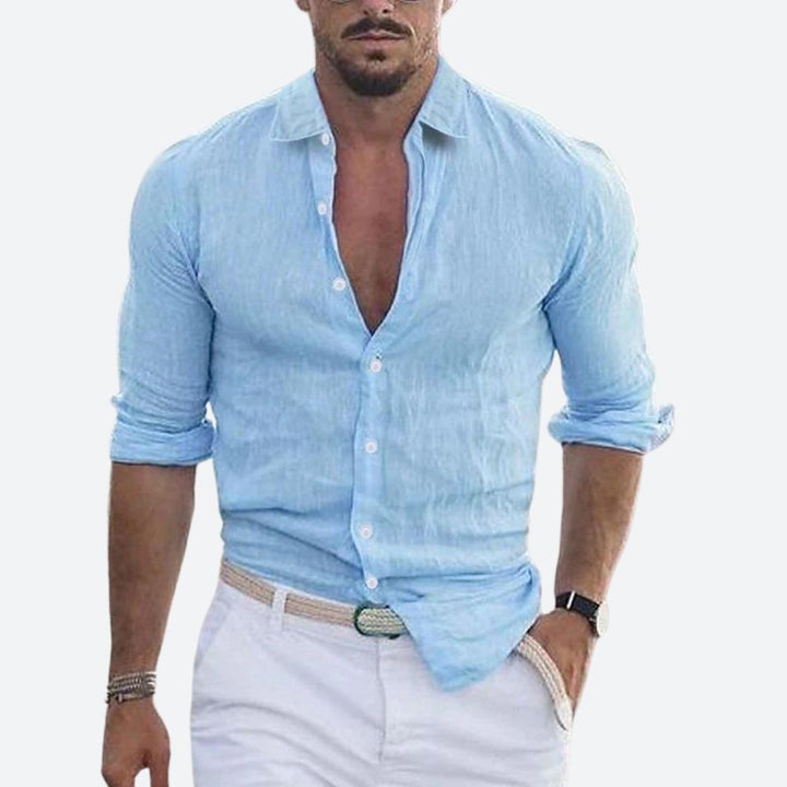 Slim Fit Linen Long Sleeve Shirt for Summer | Leo