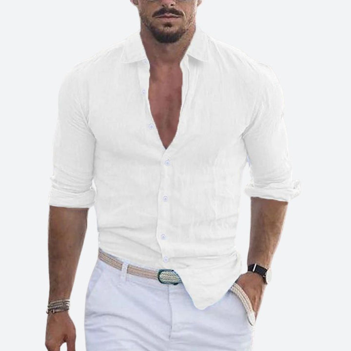 Slim Fit Linen Long Sleeve Shirt for Summer | Leo