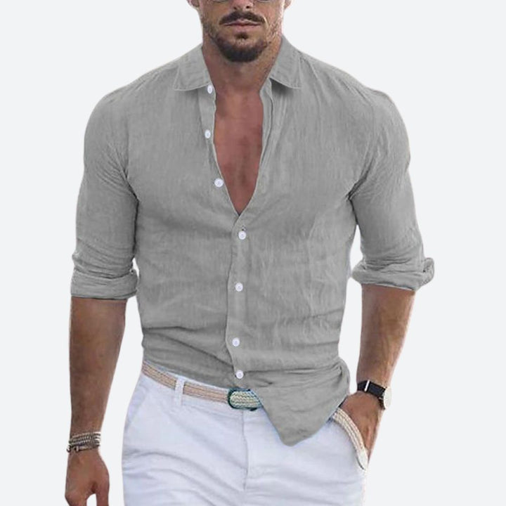 Slim Fit Linen Long Sleeve Shirt for Summer | Leo