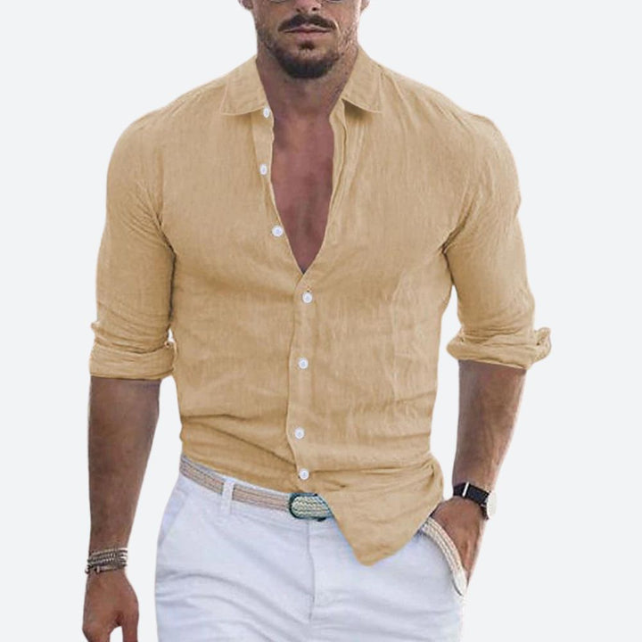 Slim Fit Linen Long Sleeve Shirt for Summer | Leo
