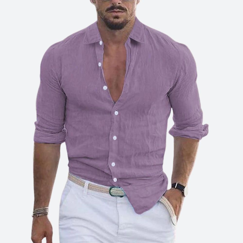 Slim Fit Linen Long Sleeve Shirt for Summer | Leo