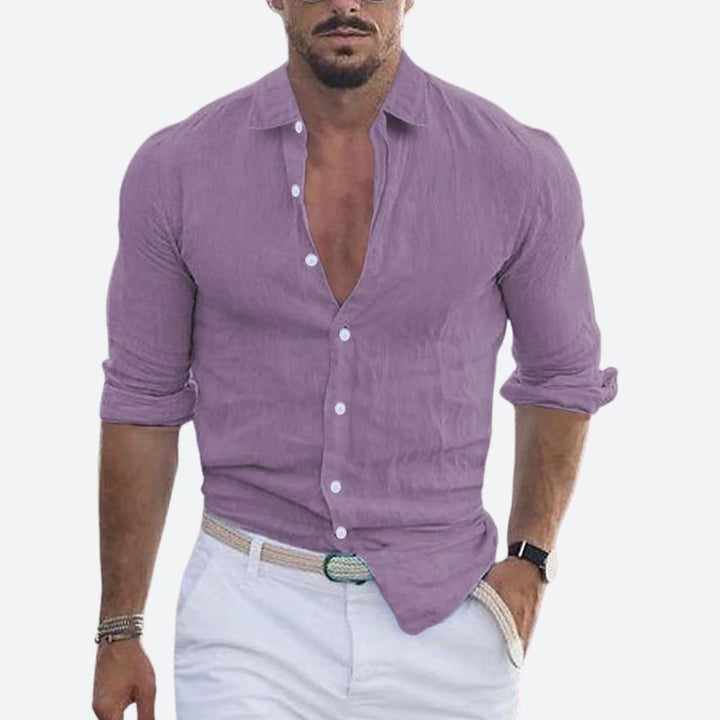 Slim Fit Linen Long Sleeve Shirt for Summer | Leo