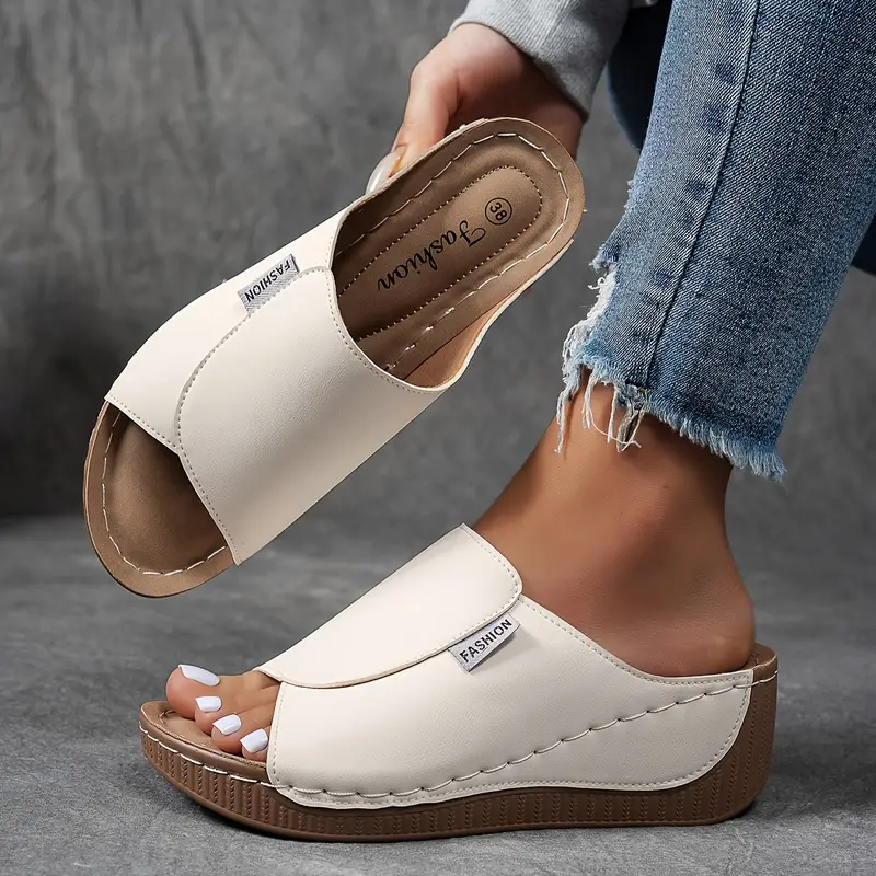 Slip-On Wedge Sandals with Open Toe for Women 0