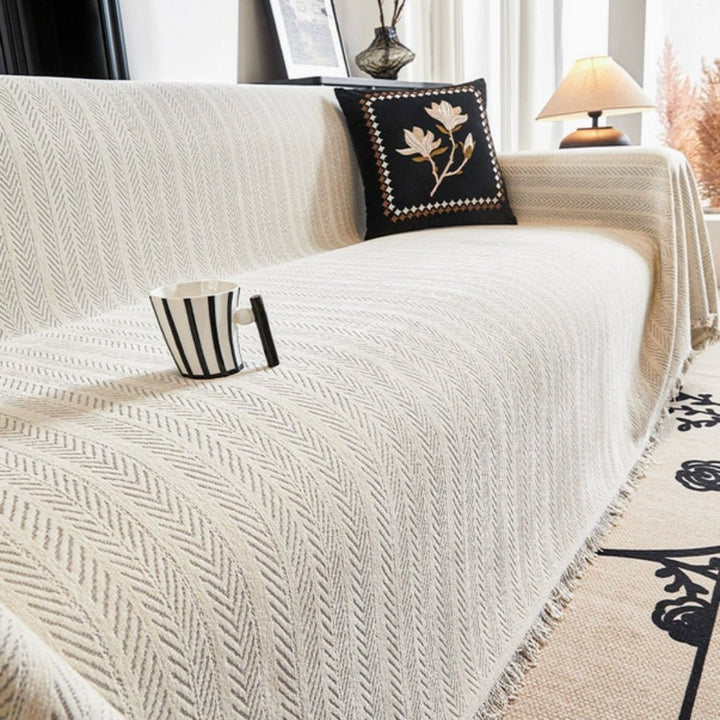 Sofa Cover Slipcover with Chevron Design & Non-Slip Fit - Virelle 2