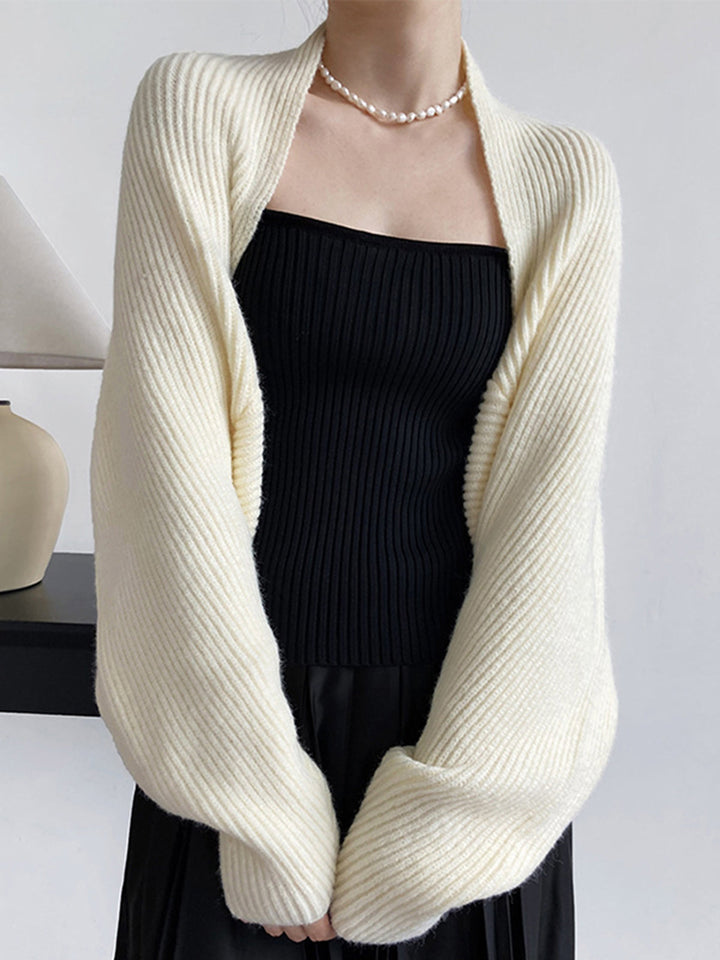 Women’s Ribbed Lantern Sleeve Bolero Shrug