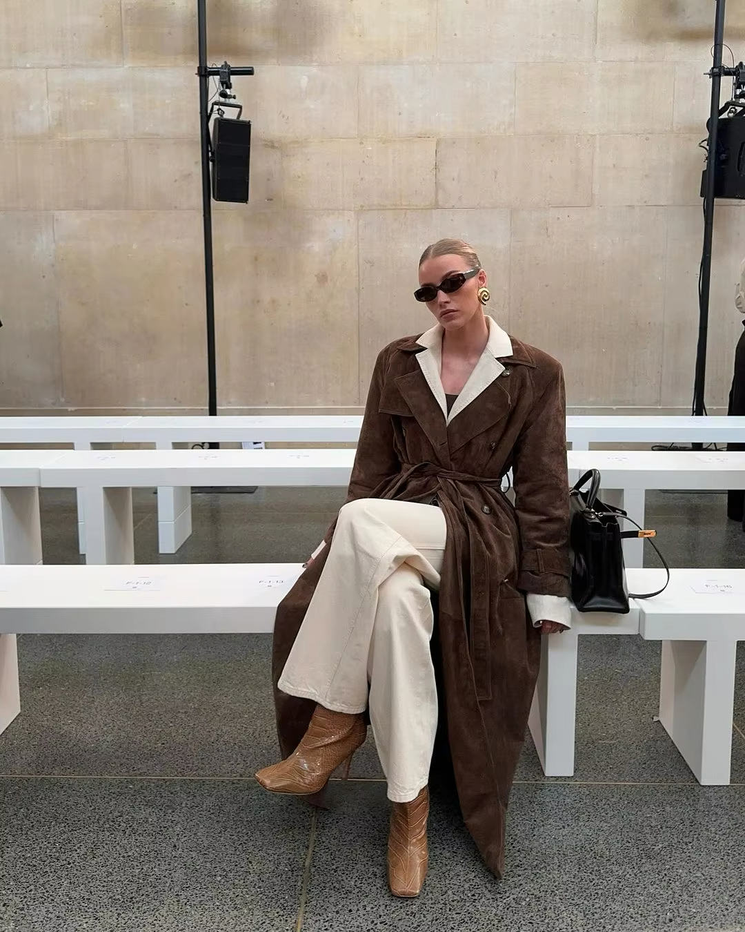Women’s Faux Suede Double Breasted Long Trench Coat