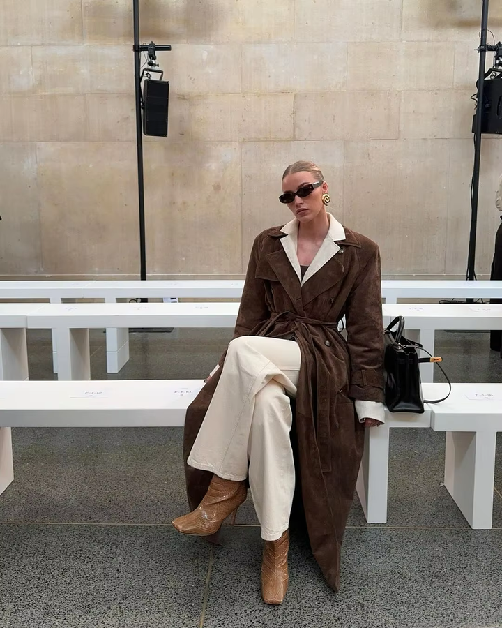 Women’s Faux Suede Double Breasted Long Trench Coat