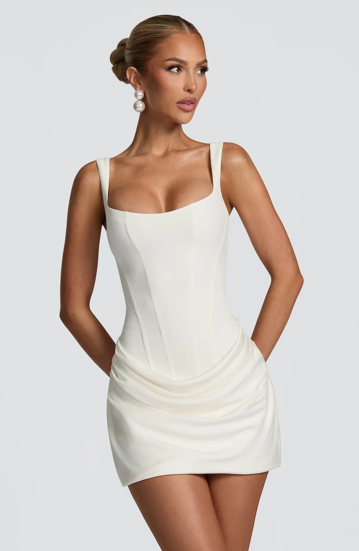 Bodycon Mini Dress with Draped Skirt | Mariam