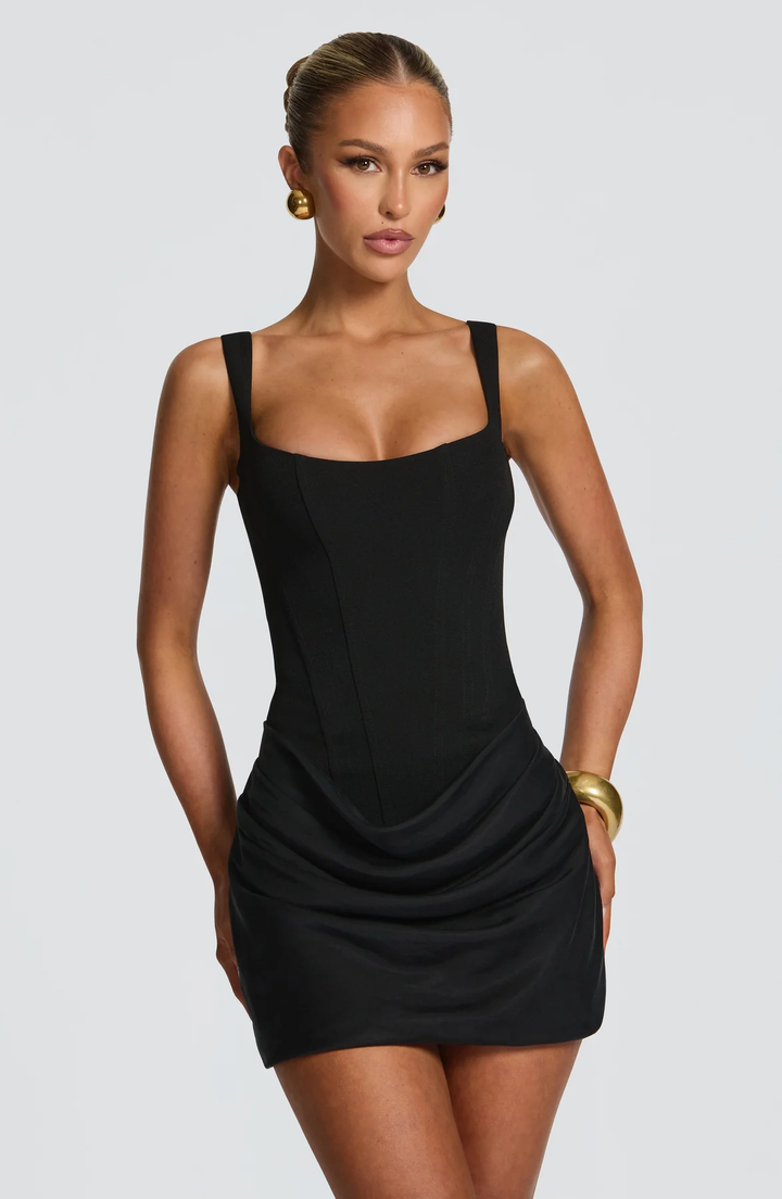Bodycon Mini Dress with Draped Skirt | Mariam