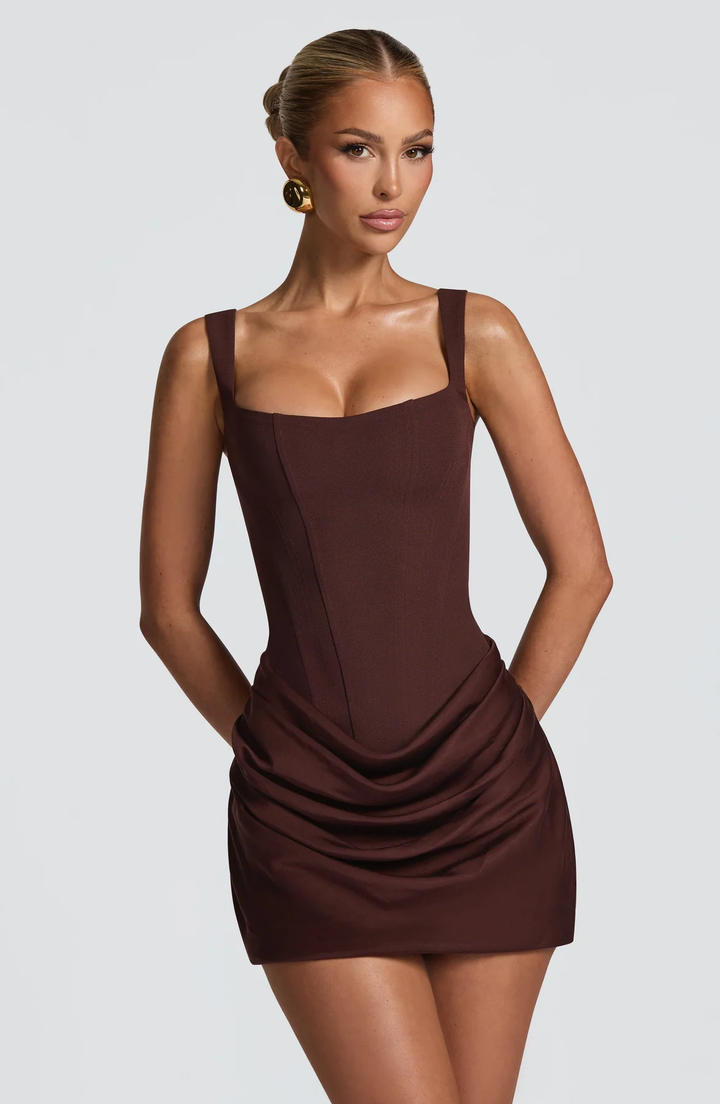Bodycon Mini Dress with Draped Skirt | Mariam