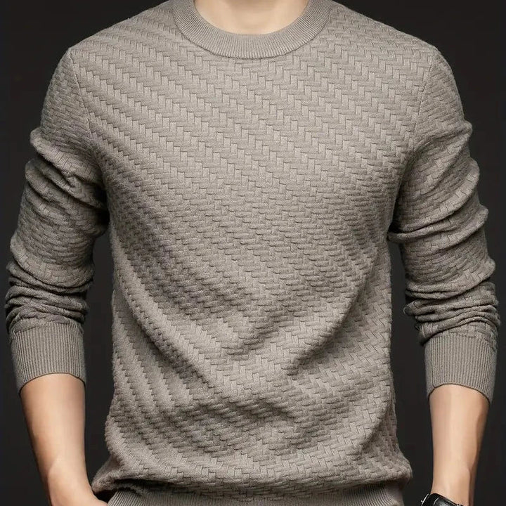 Men’s Textured Crew Neck Knit Pullover Jumper