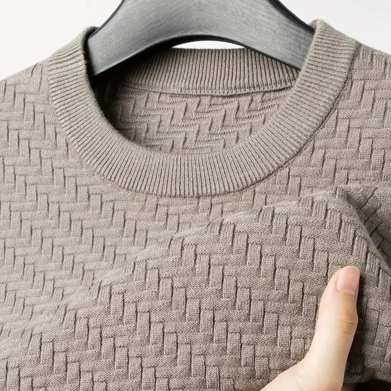 Men’s Textured Crew Neck Knit Pullover Jumper