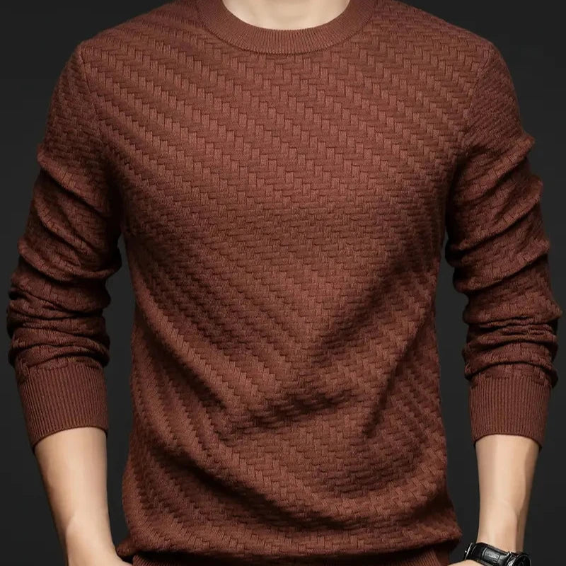 Men’s Textured Crew Neck Knit Pullover Jumper