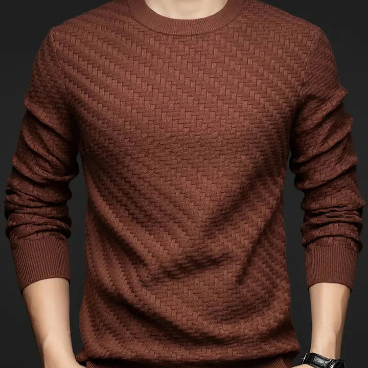 Men’s Textured Crew Neck Knit Pullover Jumper