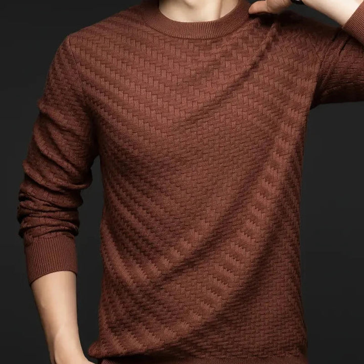 Men’s Textured Crew Neck Knit Pullover Jumper