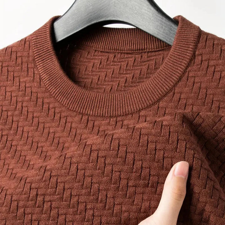 Men’s Textured Crew Neck Knit Pullover Jumper