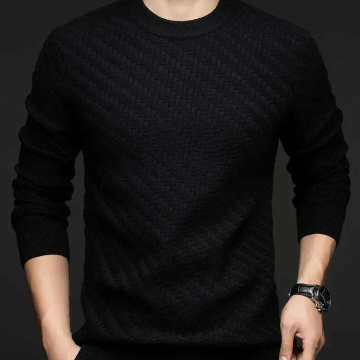 Men’s Textured Crew Neck Knit Pullover Jumper