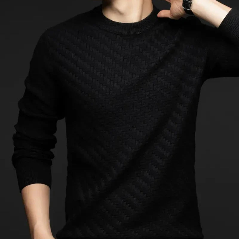 Men’s Textured Crew Neck Knit Pullover Jumper