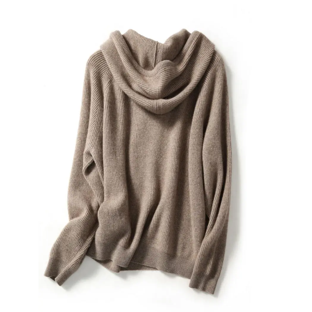 Women’s Ribbed Knit Hooded Jumper