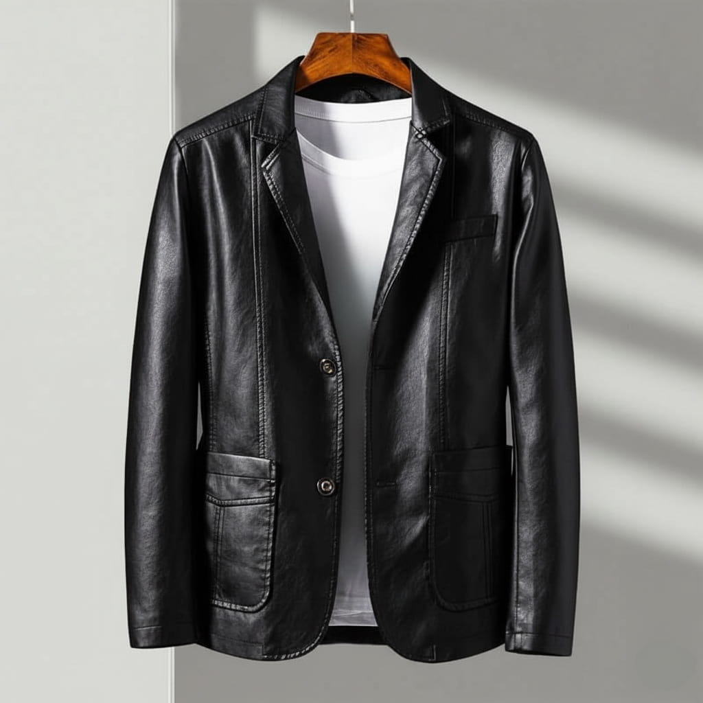 Men’s Smart Casual Faux Leather Jacket