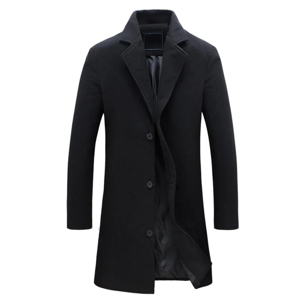 Men’s Faux Wool Slim Fit Longline Overcoat
