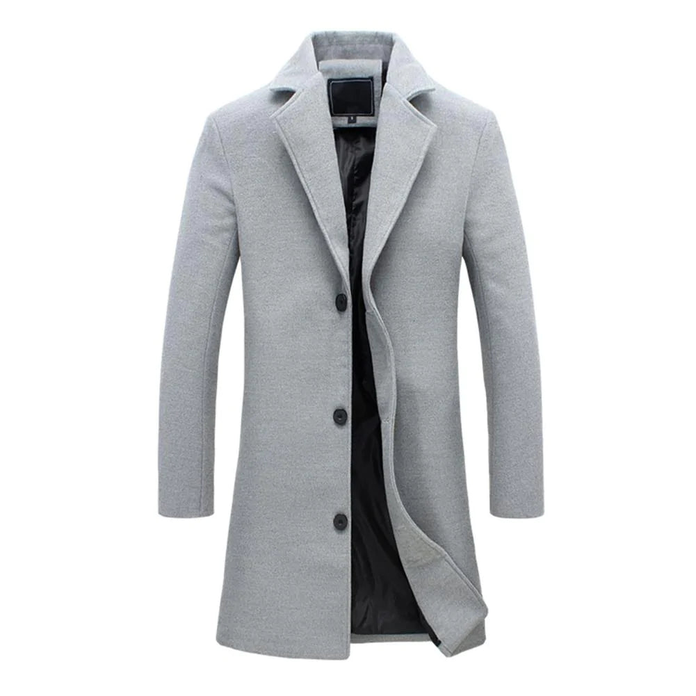 Men’s Faux Wool Slim Fit Longline Overcoat